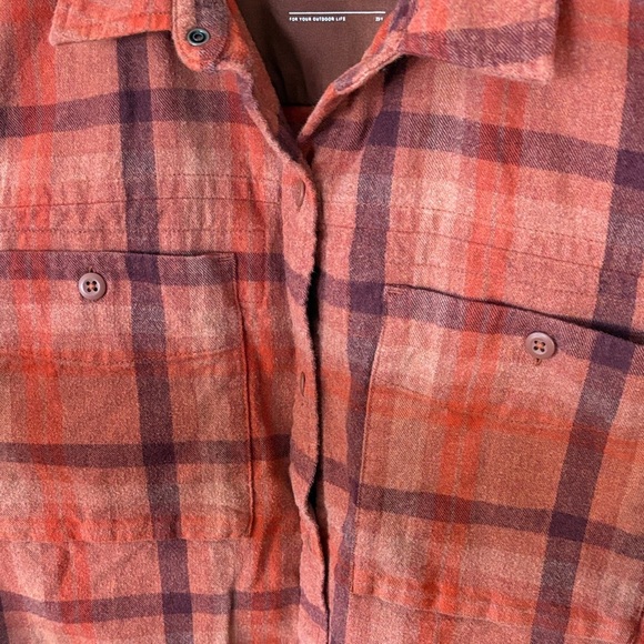 REI Women’s XL Orange Plaid Flannel Button Down - Picture 4 of 6